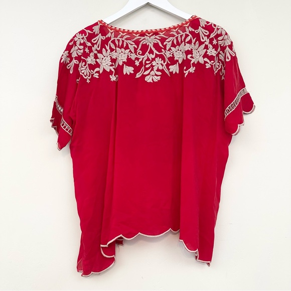 Johnny Was Cedella Embroidered Scalloped Hem Blouse - Picture 6 of 13